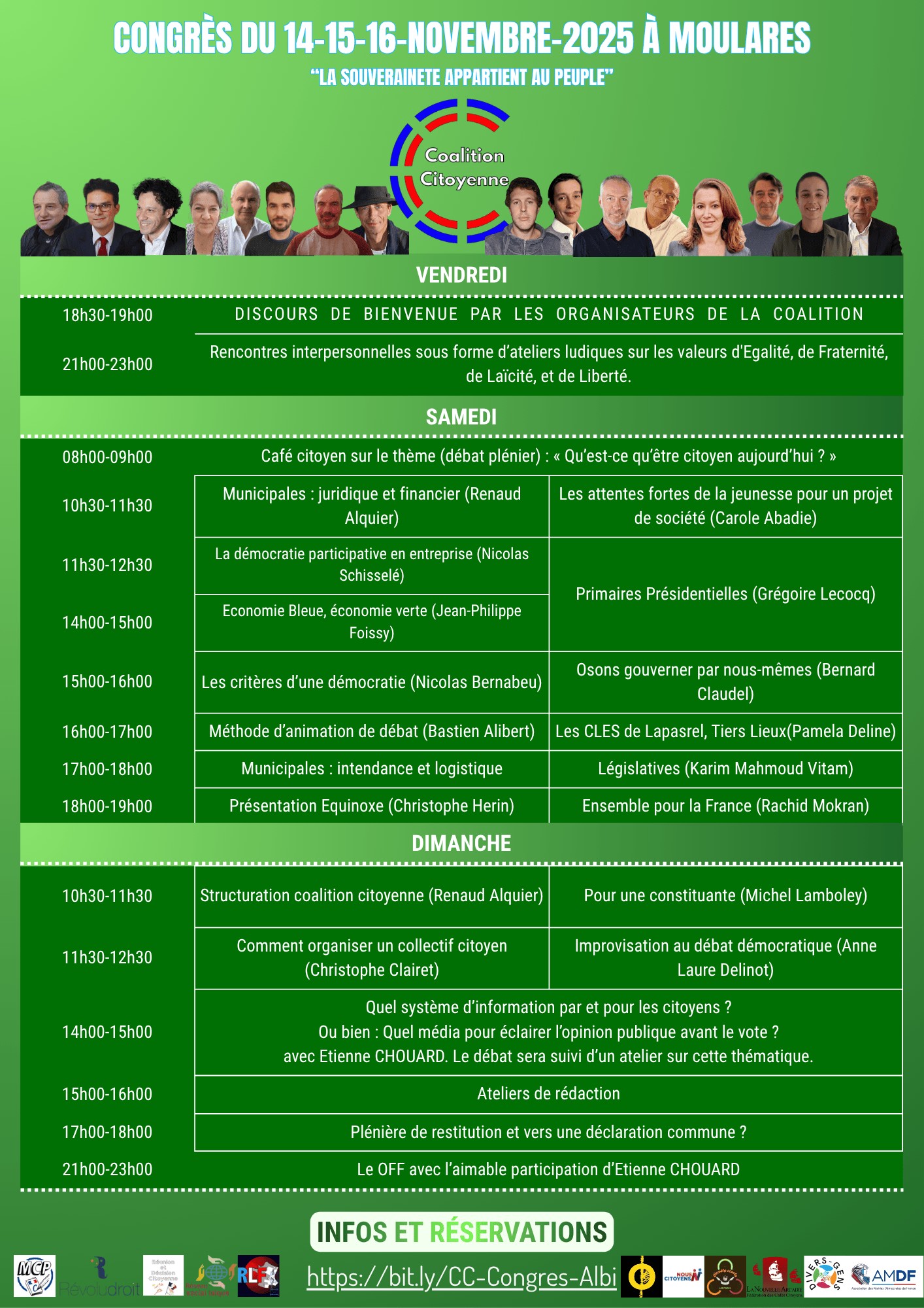 Programme du congrès citoyen 2025 à Moularès